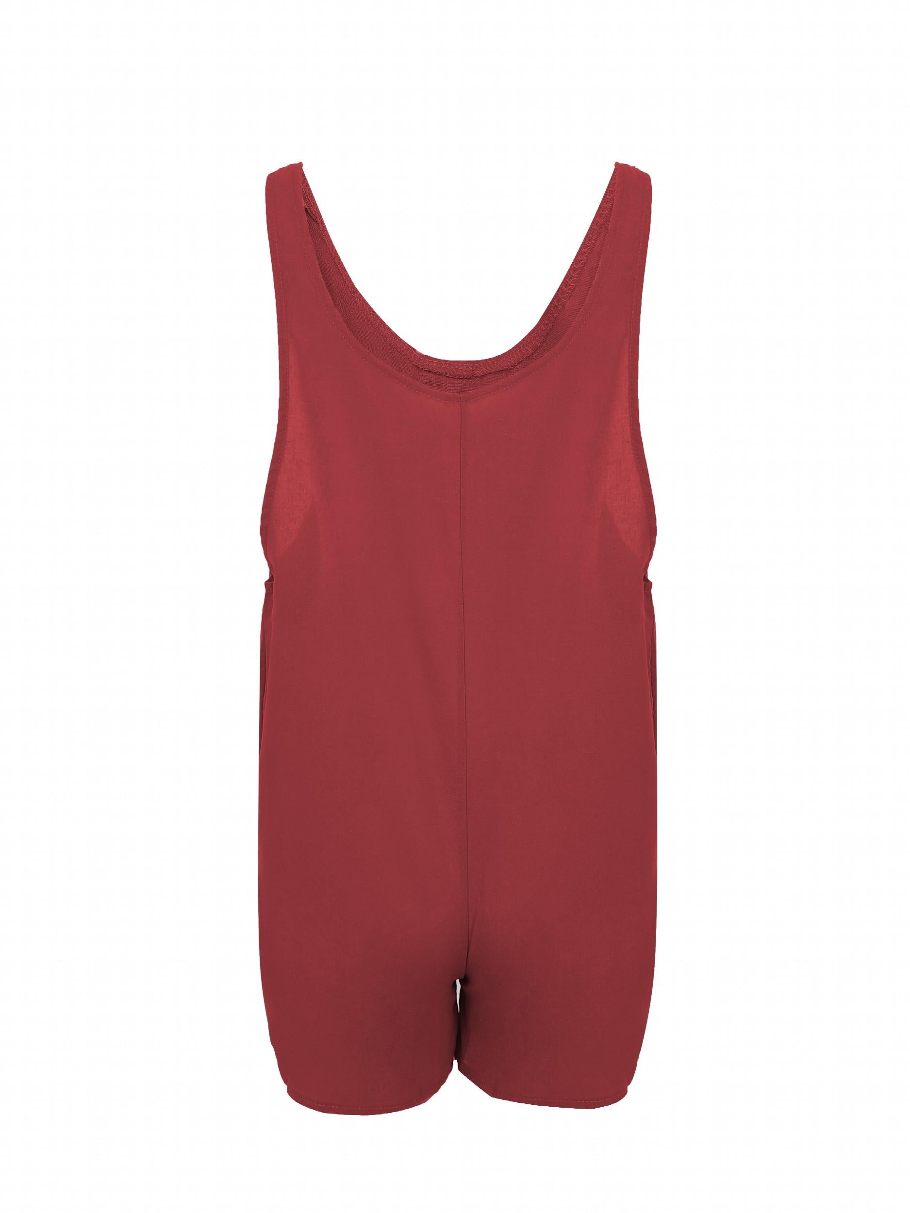 Patched Pockets Knot Strap Overall Jumpsuit