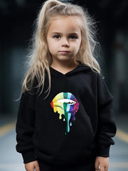 Colorful Lip Pattern Hooded Sweatshirt Girls Hoodies & Sweatpants
