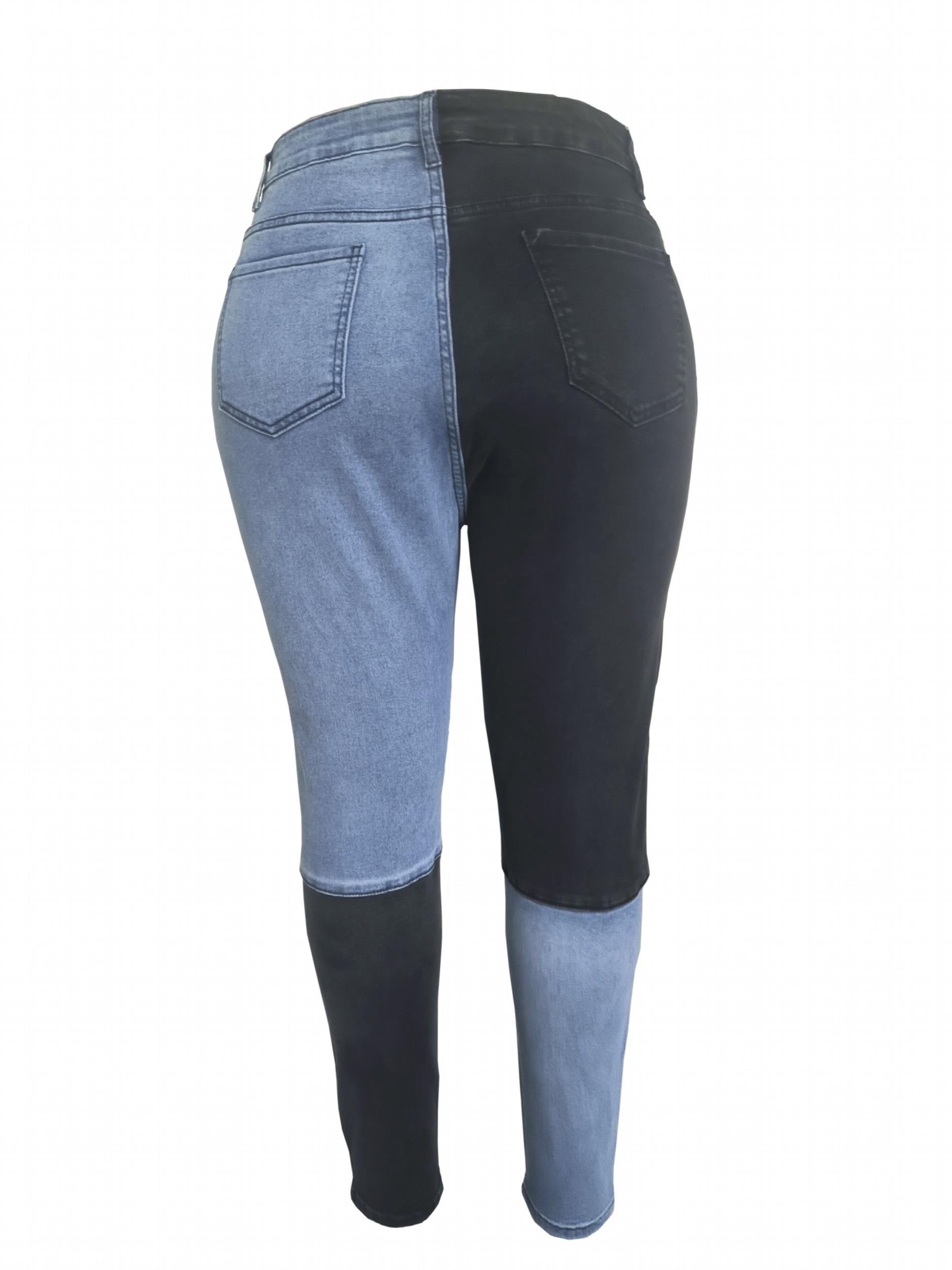 Colorblock High Stretch Skinny Jeans