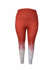  Snowflake Print High Rise Leggings