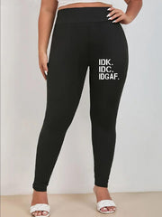 Women's Plus Letter Print High Rise Stretch Yoga Leggings