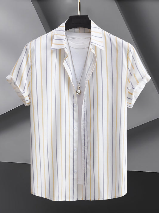 Men's Business Casual Short Sleeves Striped Shirts