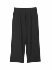  Women's Wide Leg Trousers Button Detail High Rise Solid Stitching