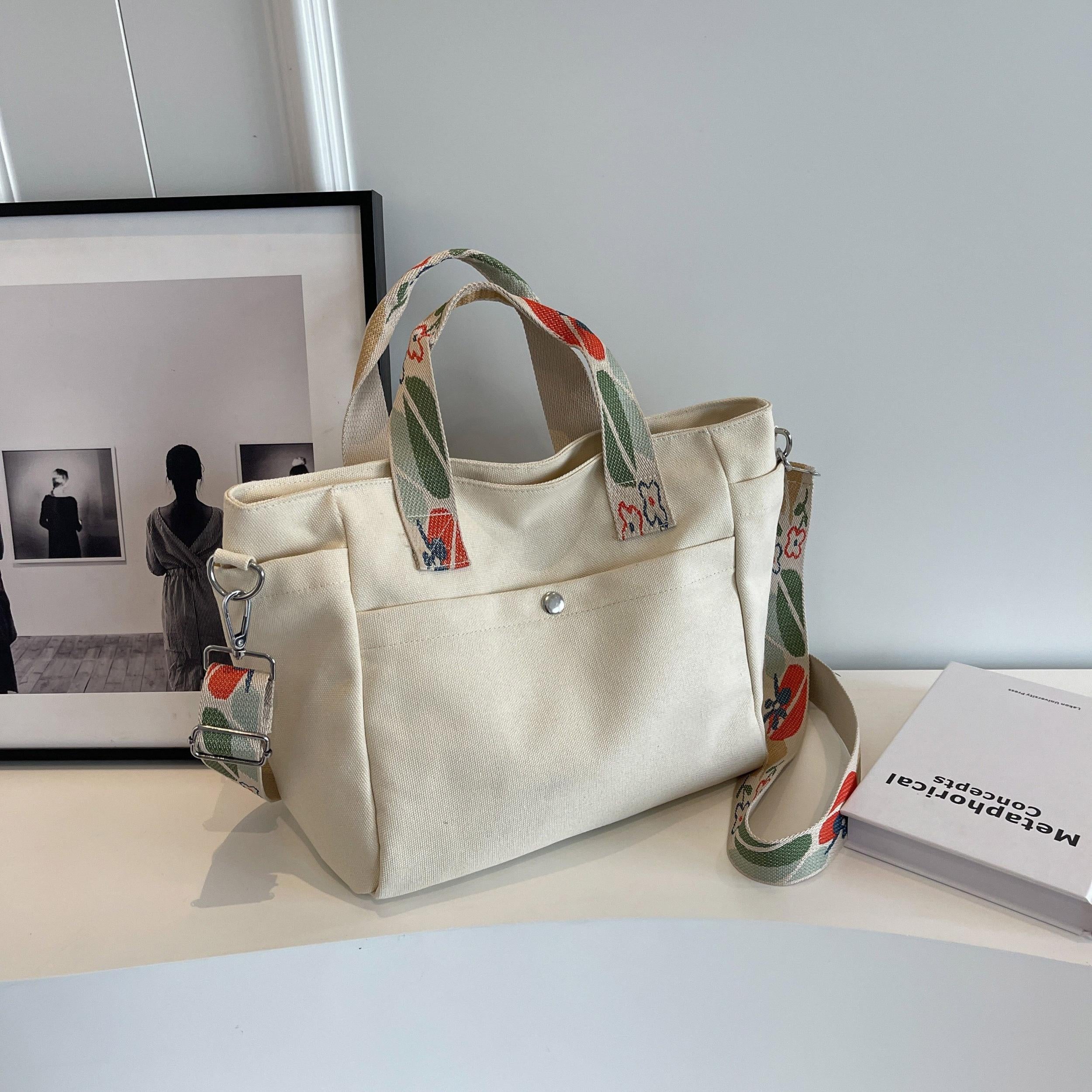 Vintage Canvas Crossbody Bag Retro Large Capacity Tote Women's Handbag