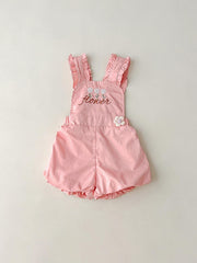 Flower Print Overall Short Pants for Baby Girls