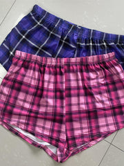  Plaid Stretch Loungewear Set 3pcs