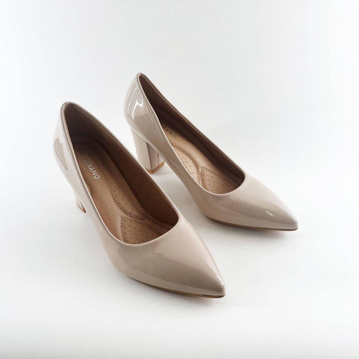 Women's Patent Leather Court Pumps Block Heels