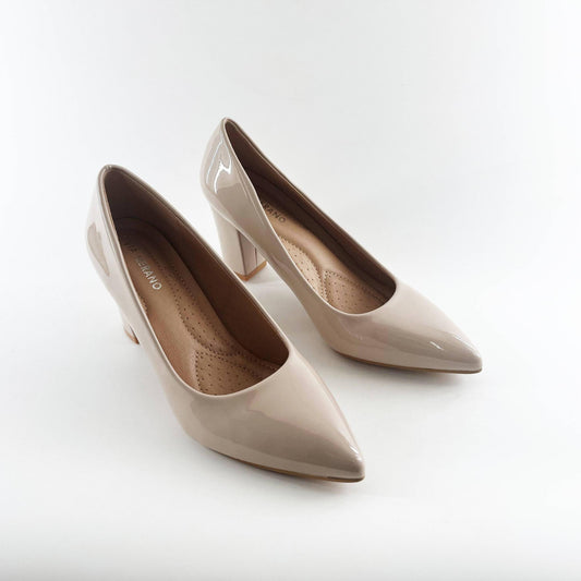 Women's Patent Leather Court Pumps Block Heels