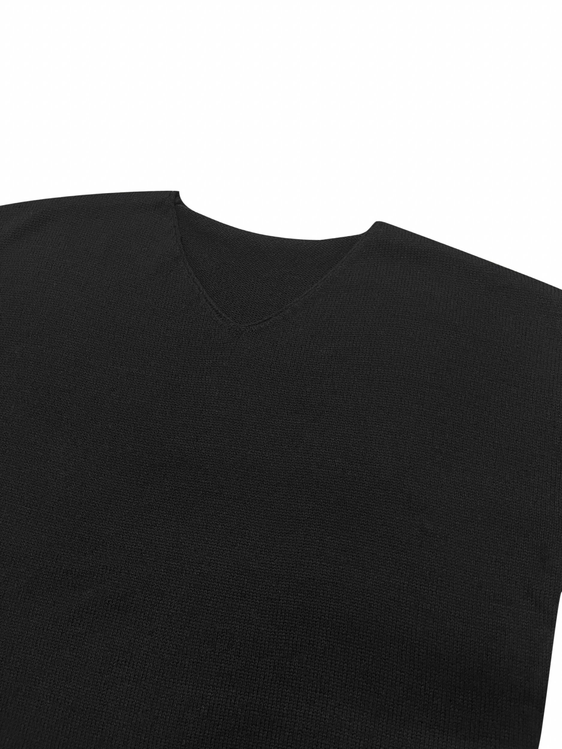  Solid V Neck Sweater Long Sleeve Pullover Jumper