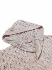  Solid Cable Long Sleeve Hooded Cardigan