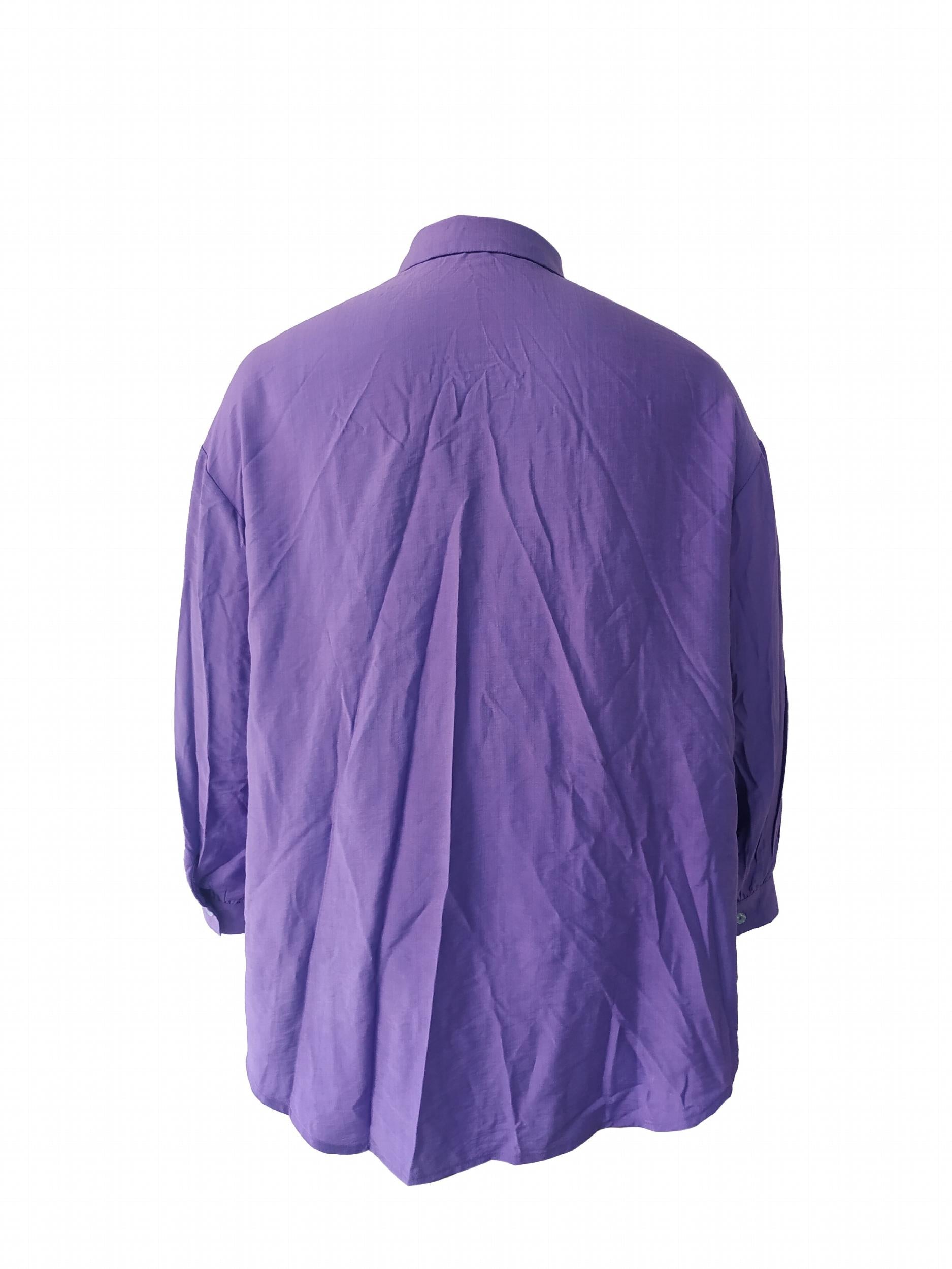  Solid Button Up Long Sleeve Blouse