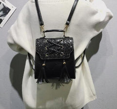 Sequin Women Backpack Solid Hasp Female Bag Girls School Bags Lady Small PU Tass