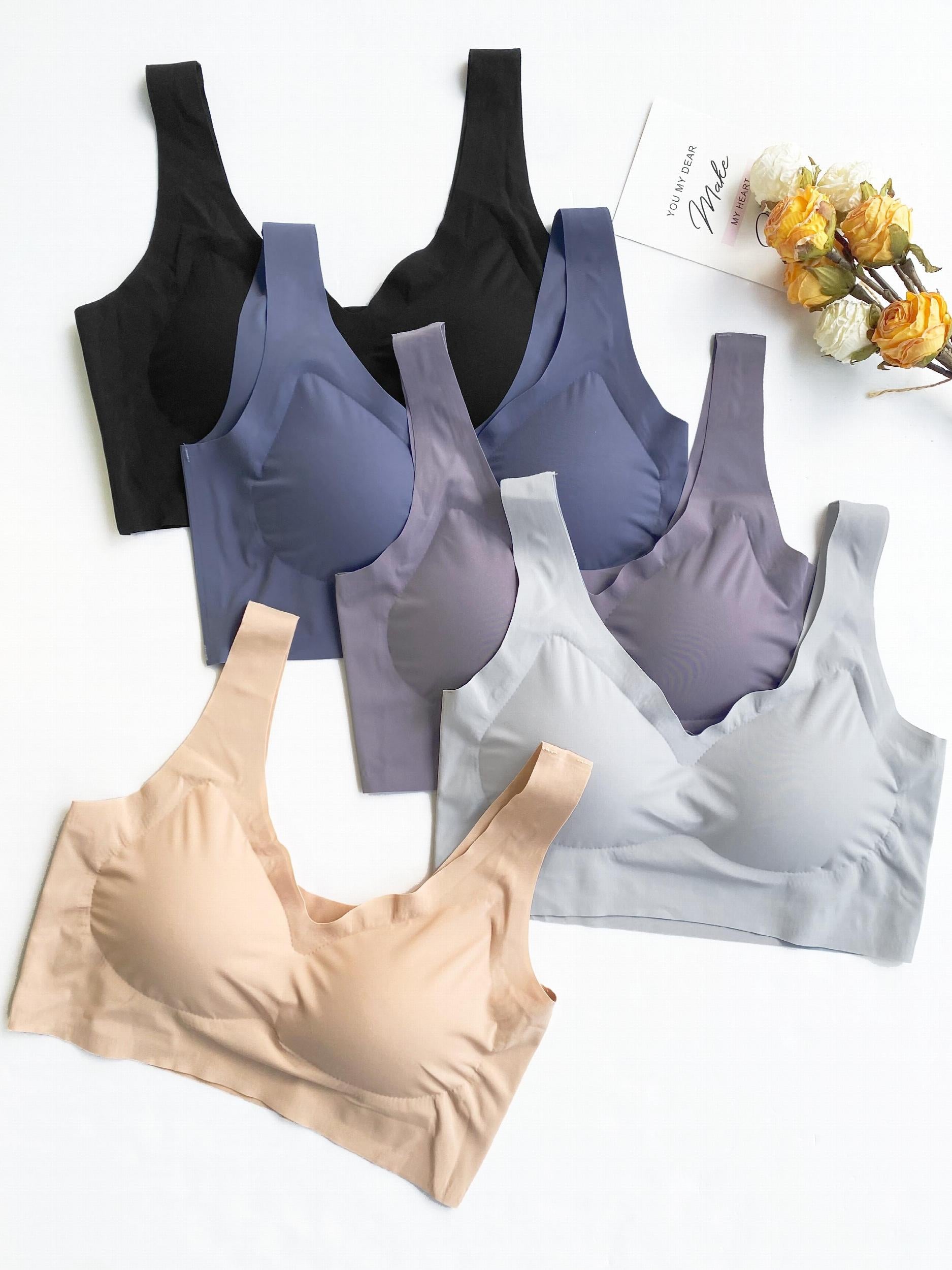 5pcs Seamless Wireless Bras Comfy & Breathable Push Up Bra Women's Lingerie