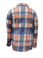  Plaid Long Sleeve Button Up Collar Shirt Top