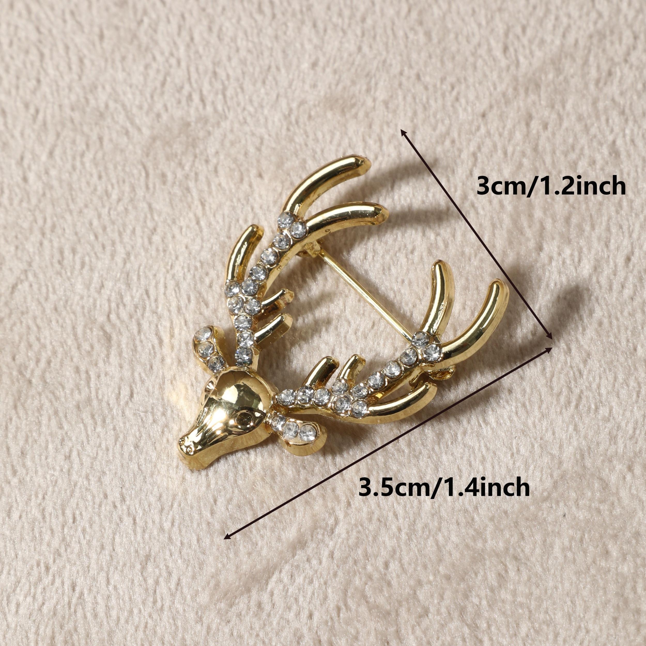 Rhinestone Plum Deer Multifunctional Pin Brooch for Men