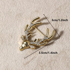 Rhinestone Plum Deer Multifunctional Pin Brooch for Men