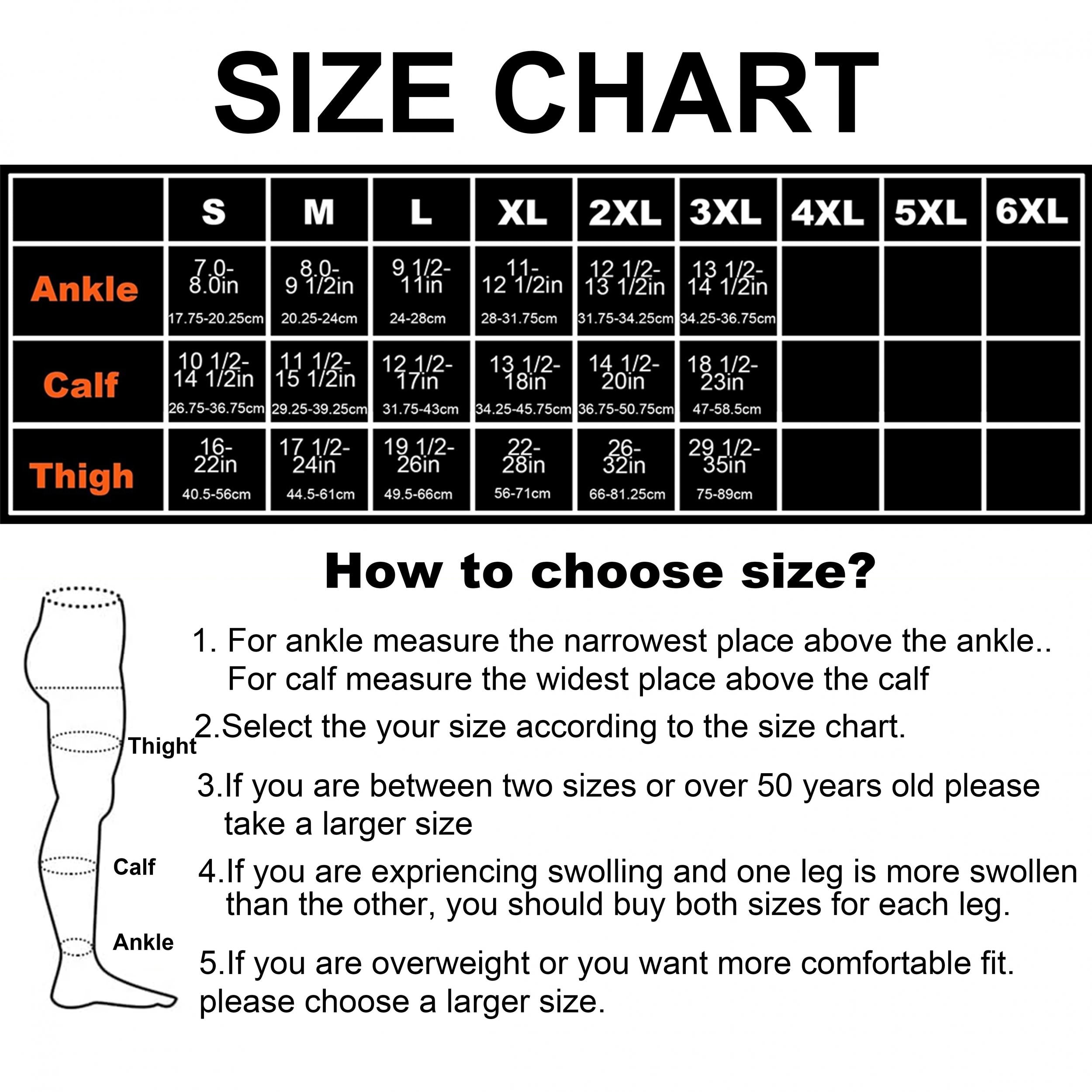 Size Up Thigh High Compression Stockings 20-30mmHg Footless Unisex