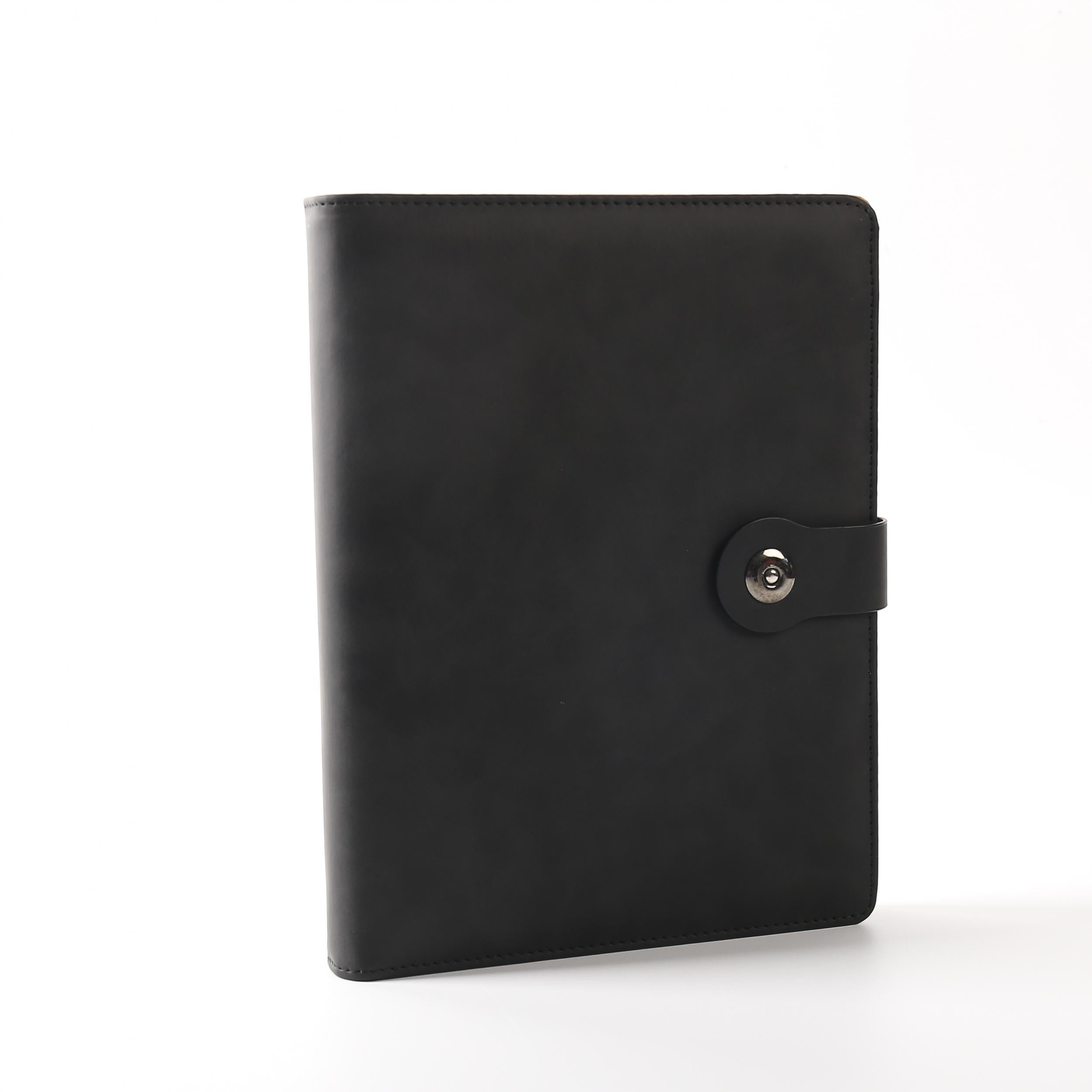 Retro Loose leaf Metal Clip & Pen Holder Leather Business Notebook