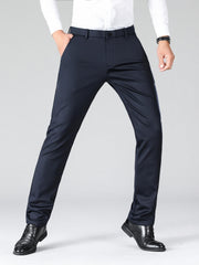Men's Stretch Business Pants Straight Leg Wrinkle-resistant Trousers