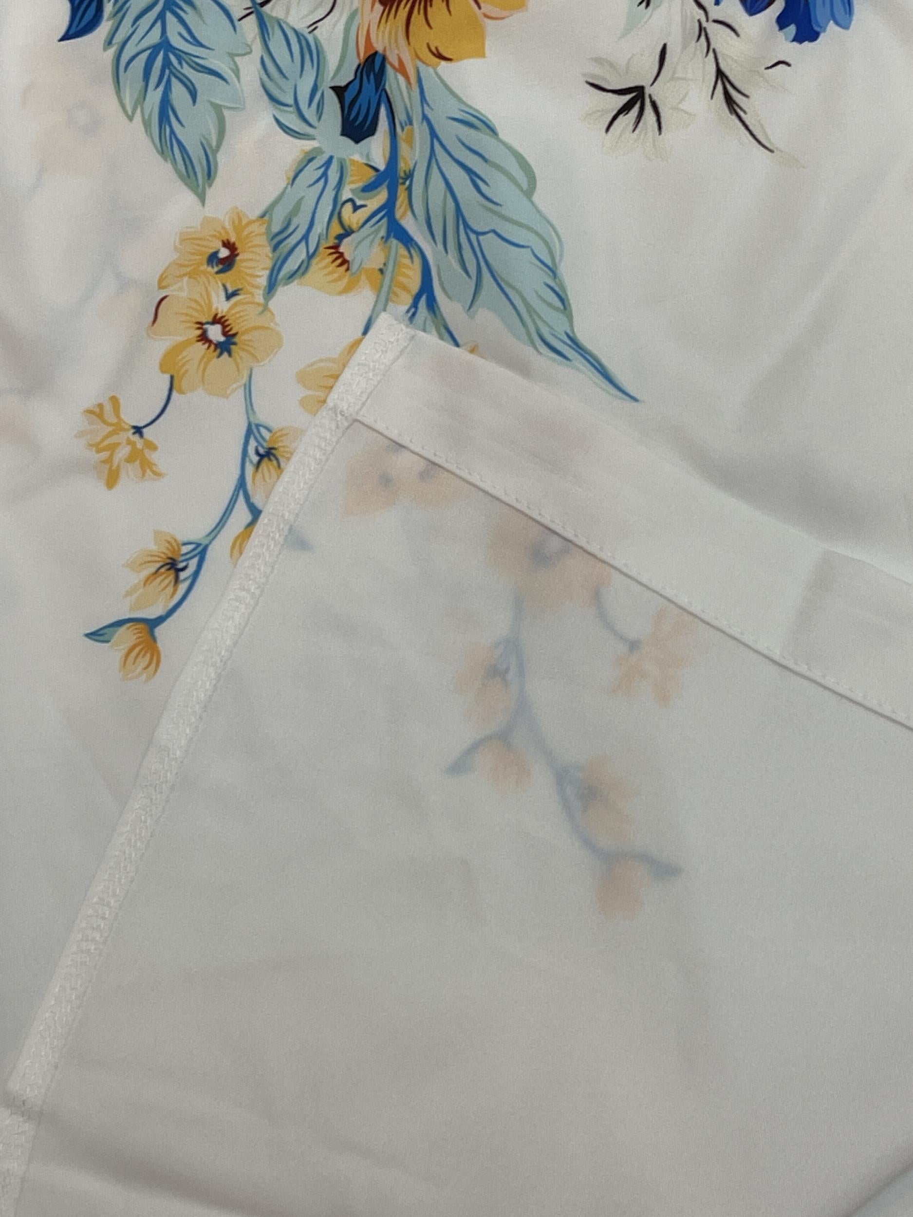  Floral Print Button Up Cap Sleeve Blouse