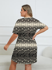  Striped Round Neck Short Sleeve Loungewear Dress