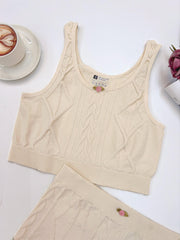 Argyle Textured Pajama Set Crew Neck Tank & Shorts