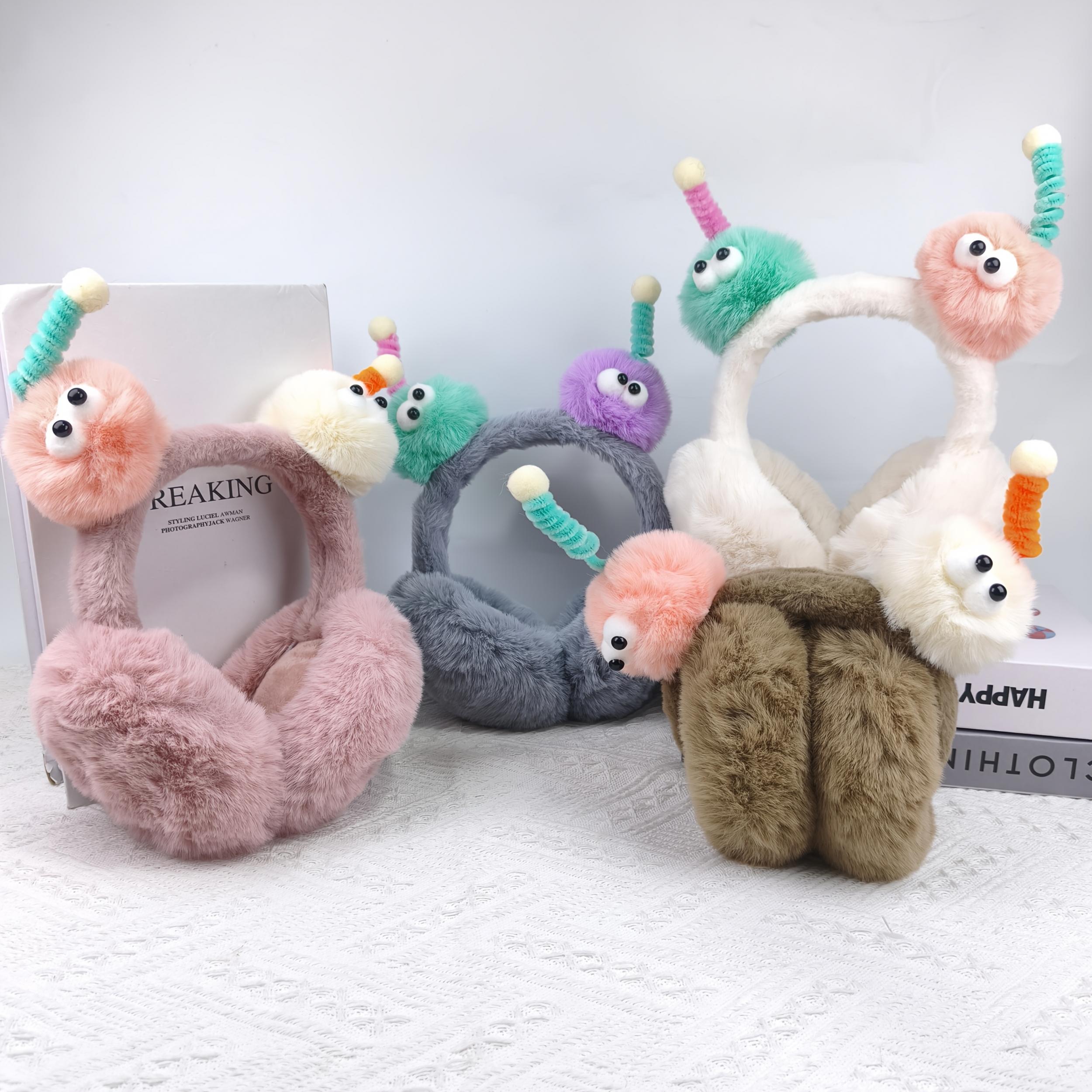 Winter Ear Warmers Pastel Pink Teal Beige Foldable Ear Muffs for Cold Weather