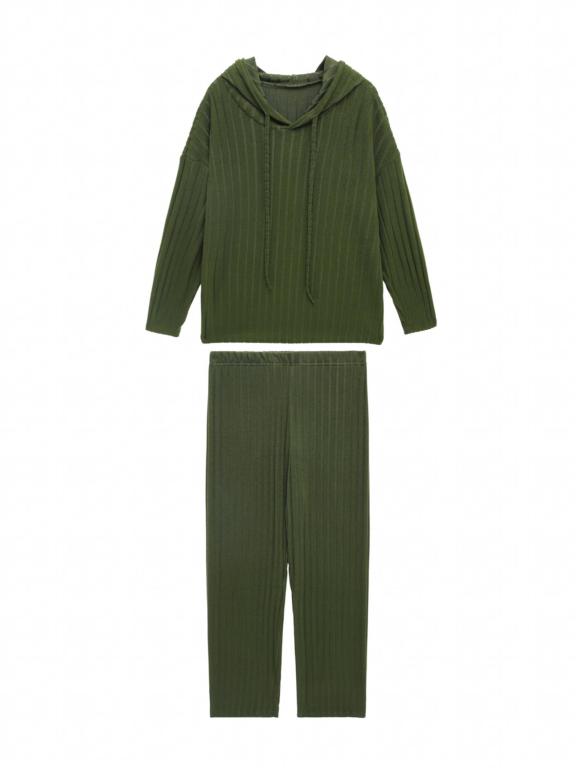  Solid Long Sleeve Hoodie & Pants 2 Piece Set