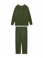  Solid Long Sleeve Hoodie & Pants 2 Piece Set