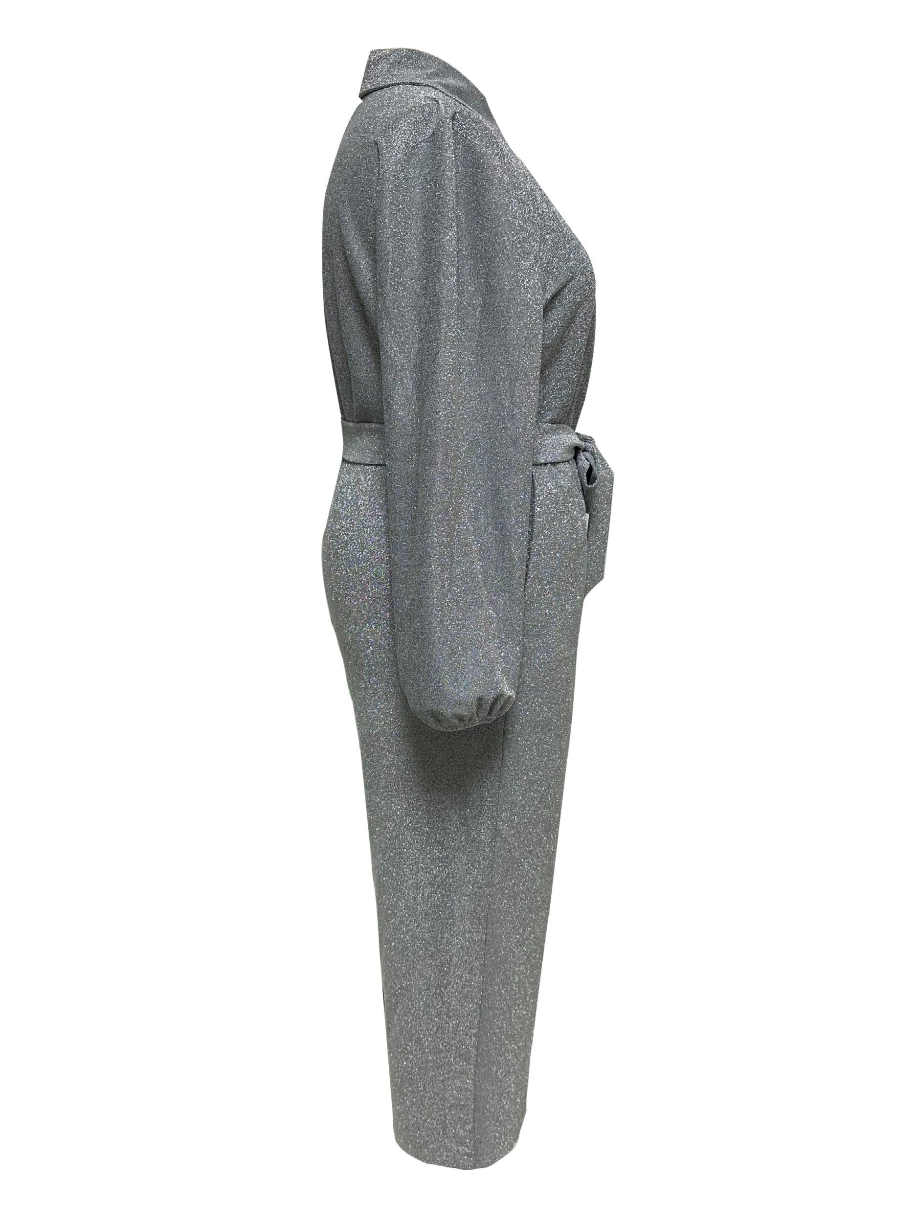  Colorblock Button Up Wide Leg Jumpsuit