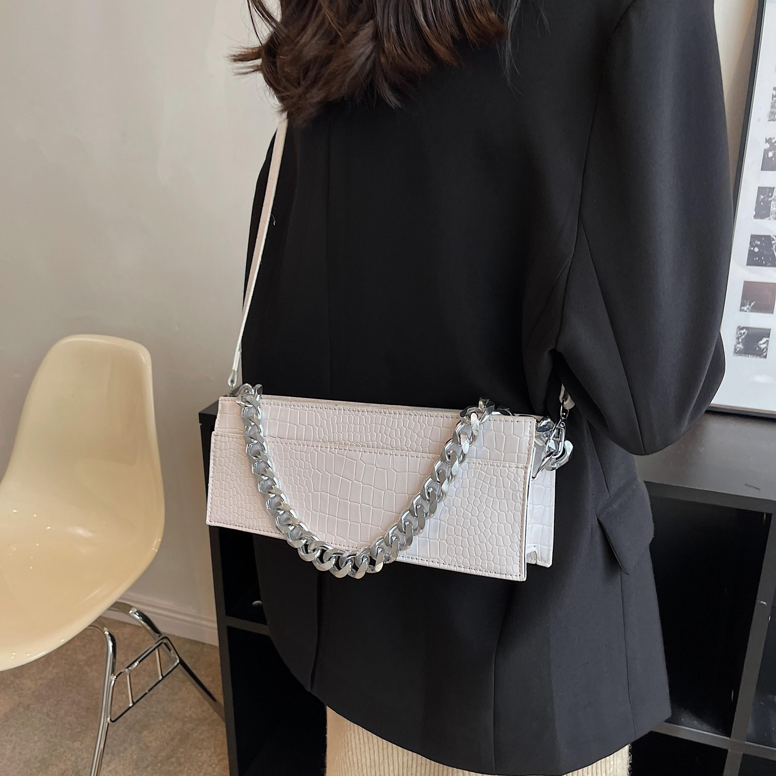 Women's Leather Shoulder Side Bag Small Crossbody Chain Purse