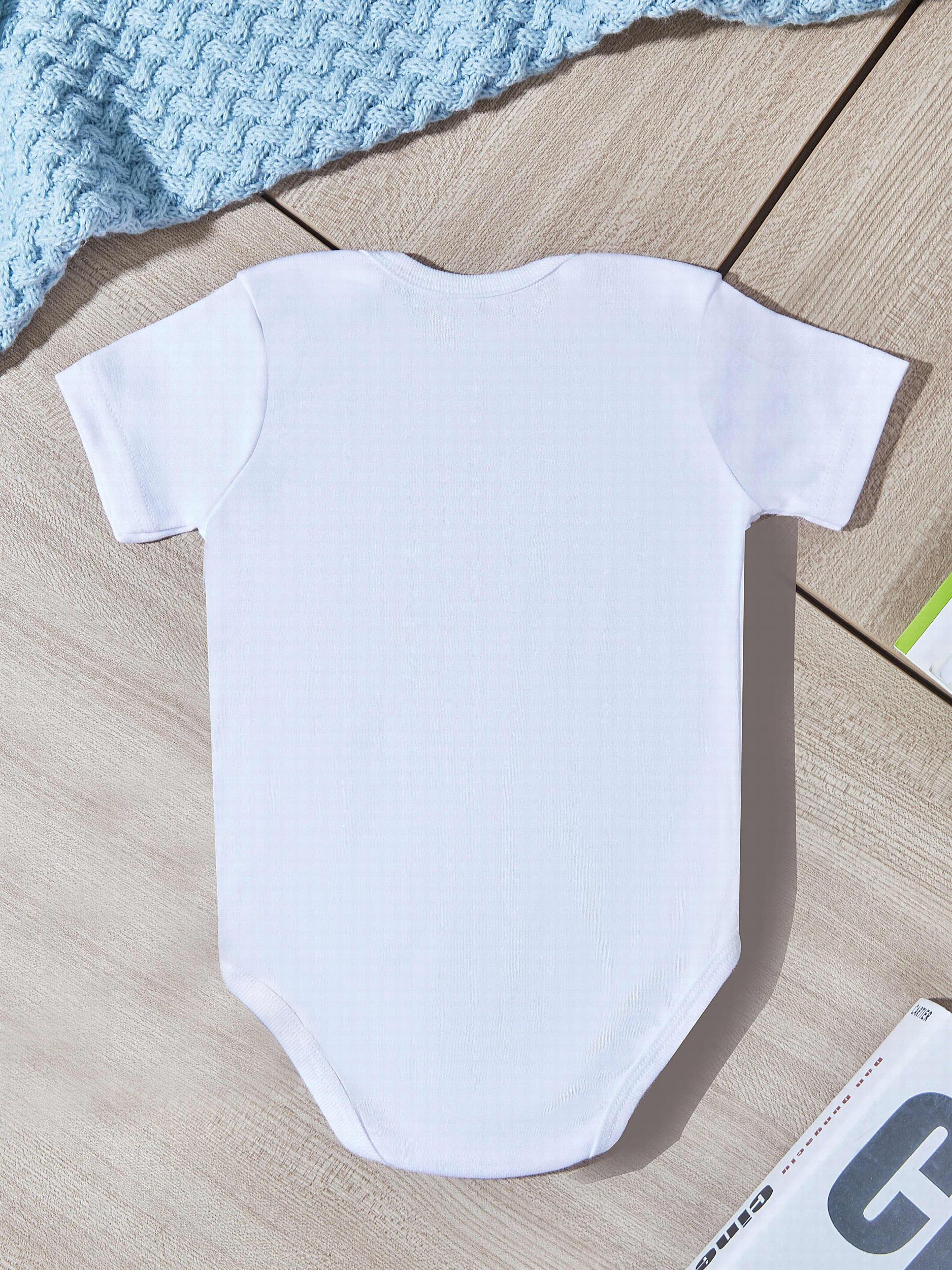 Cartoon Letter Print Short Sleeve Romper for Newborn Baby
