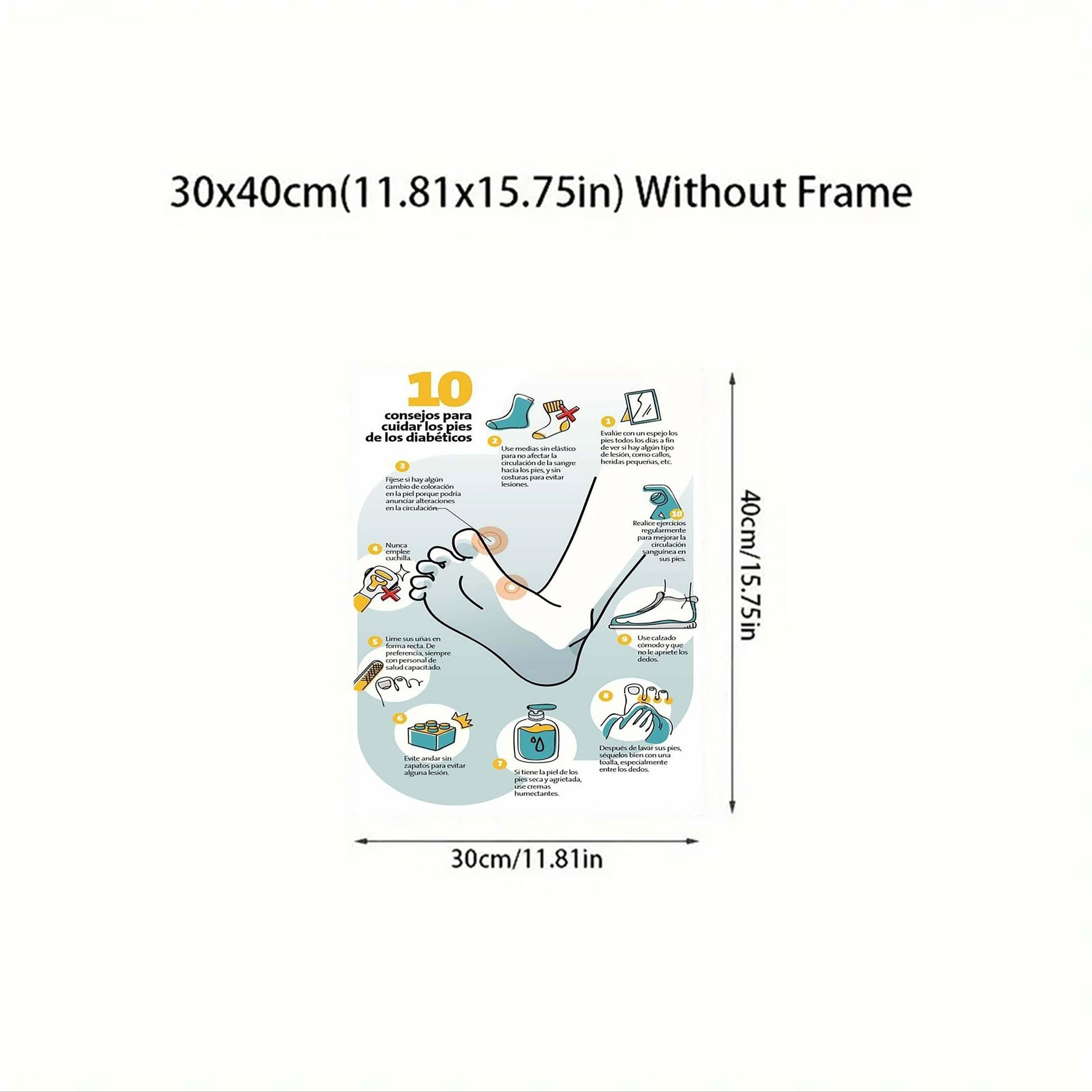 Diabetic Foot Care Educational Canvas Art Poster