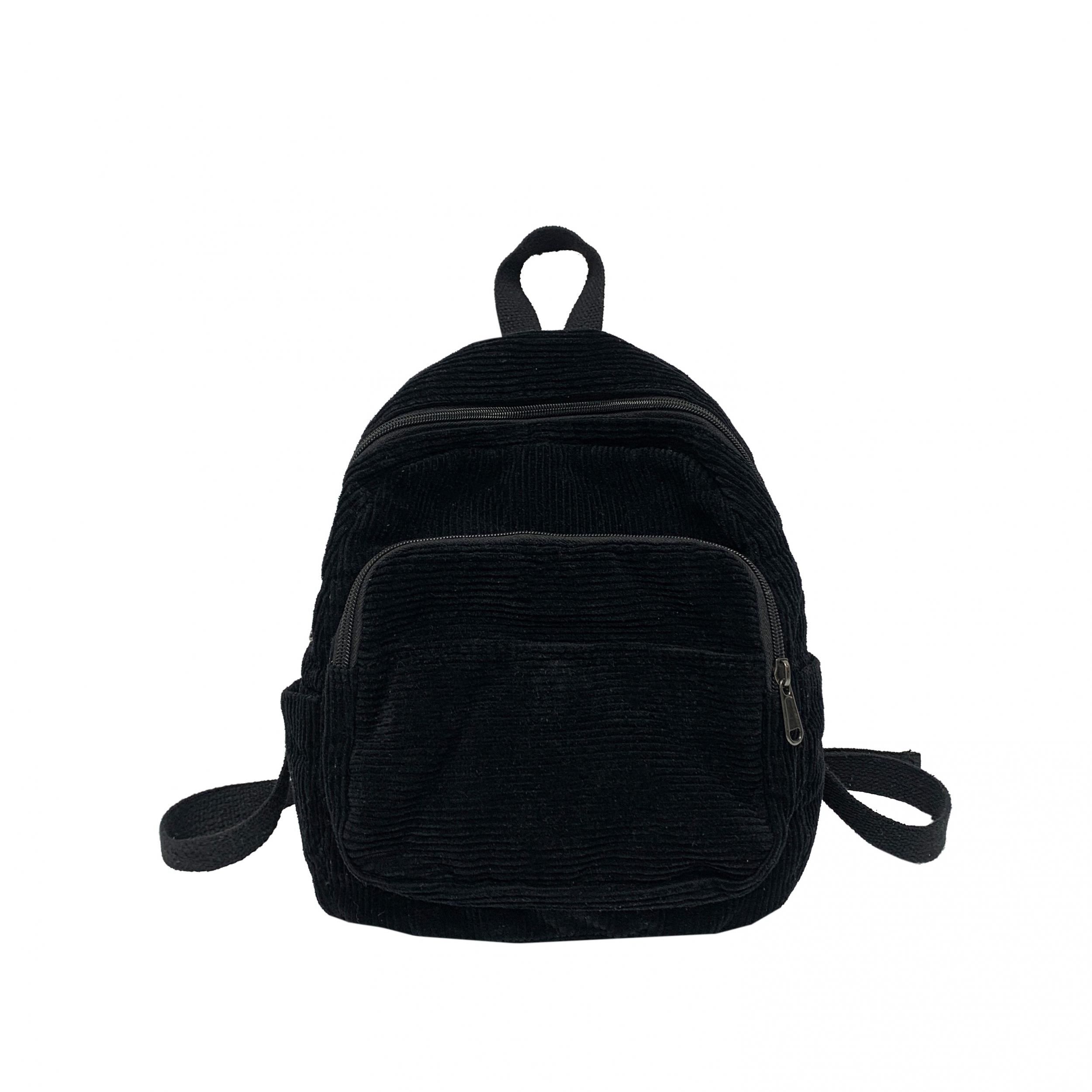 Corduroy Backpack Preppy Schoolbag Casual Travel Daypack Women