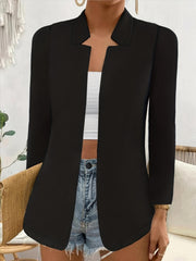  Solid Split Lapel Collar Open Front Slim Fit Blazer