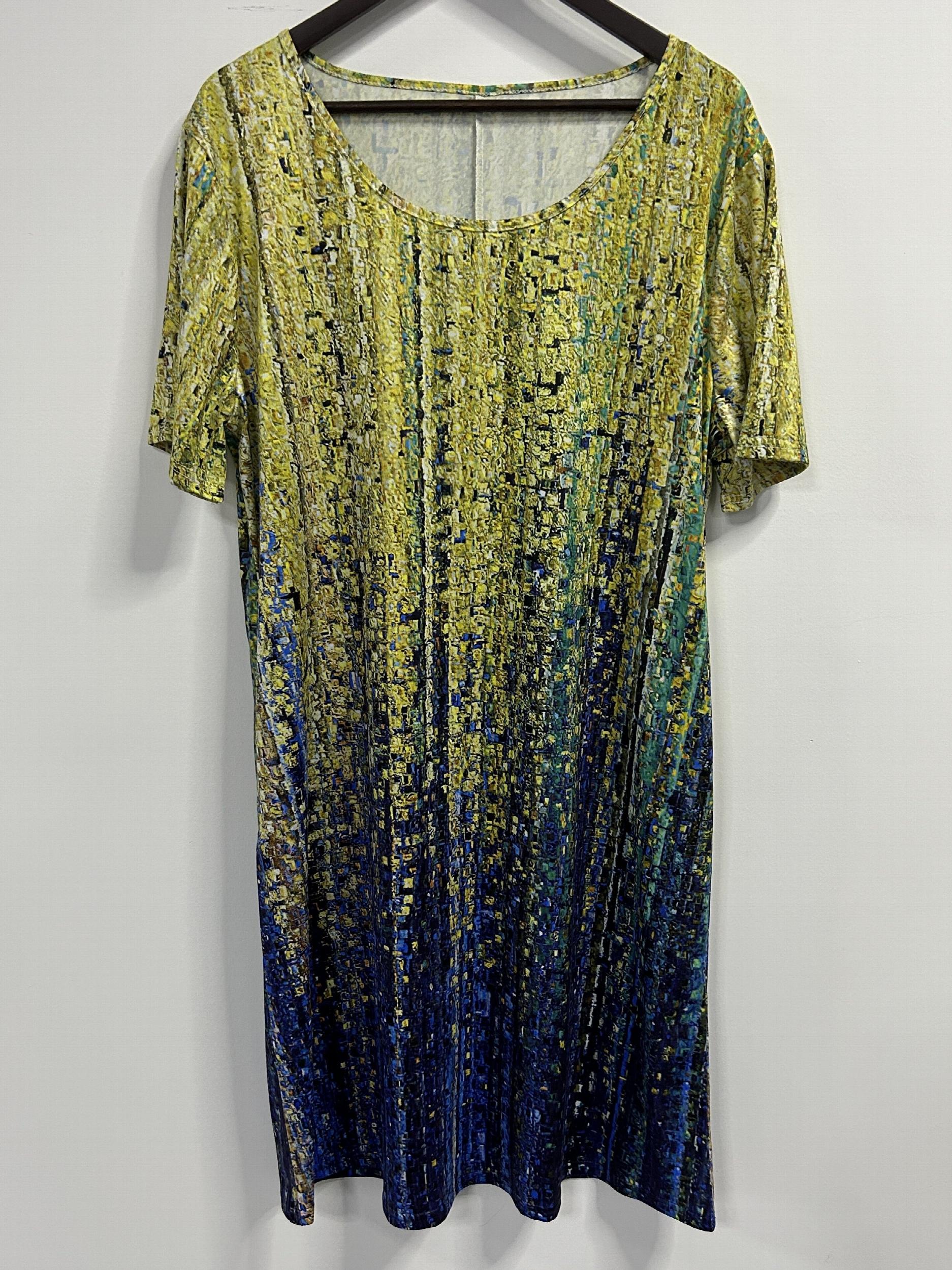  Casual Dress Women's Plus Print Short Sleeve Stretch Dress