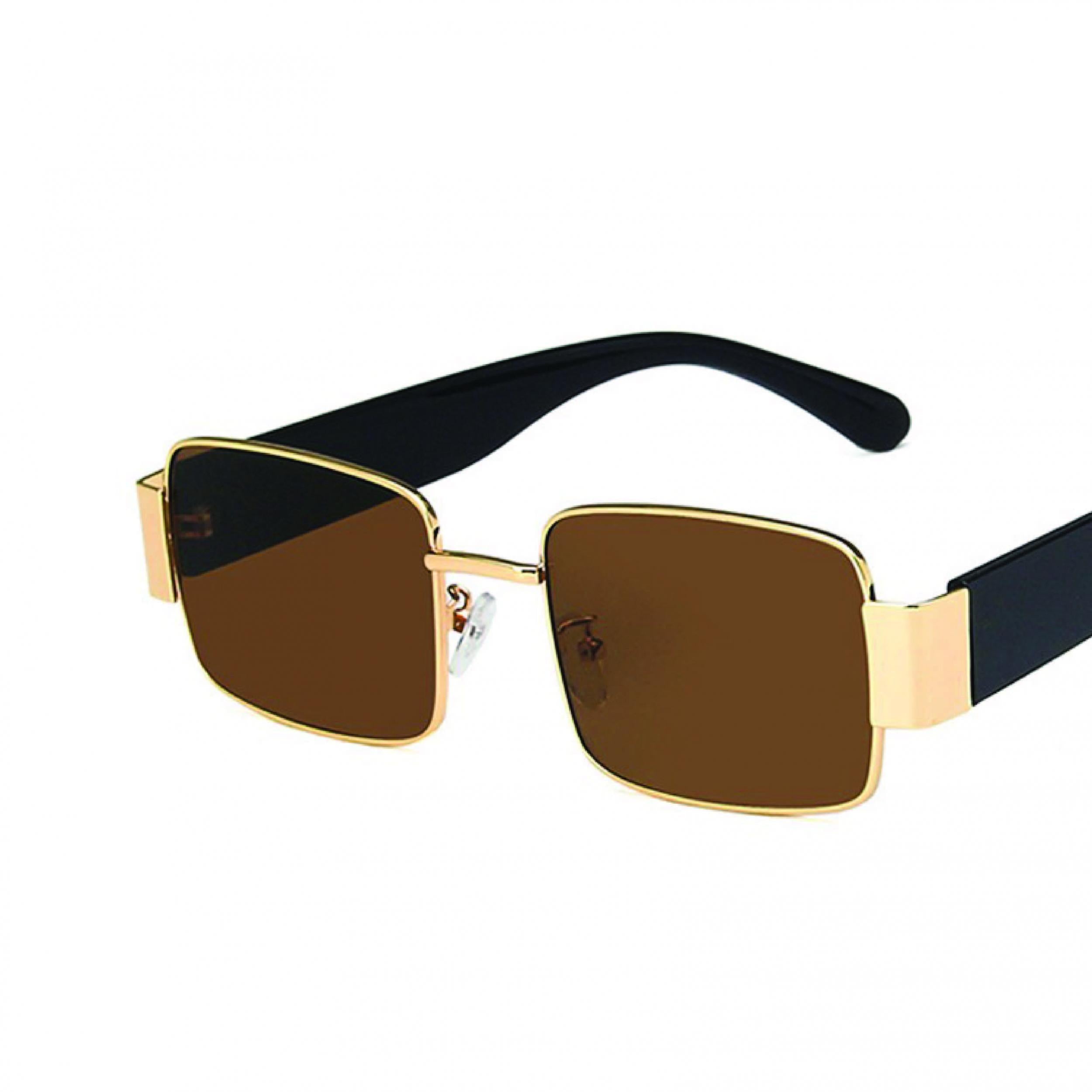 Square Tinted Sunglasses Metal Glasses UV400