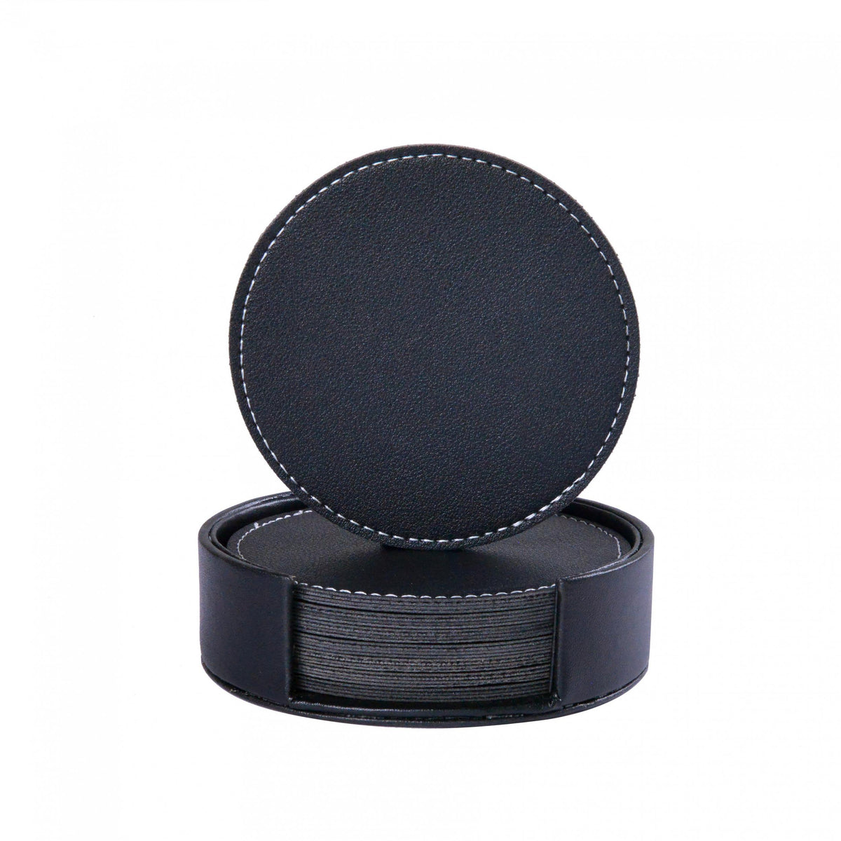 8pcs PU Leather Coasters Holder Waterproof Heat Resistant Drink Coaster