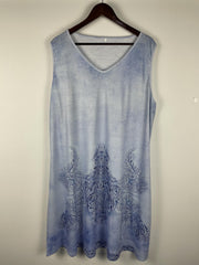  Floral Print V Neck Stretch Tank Dress