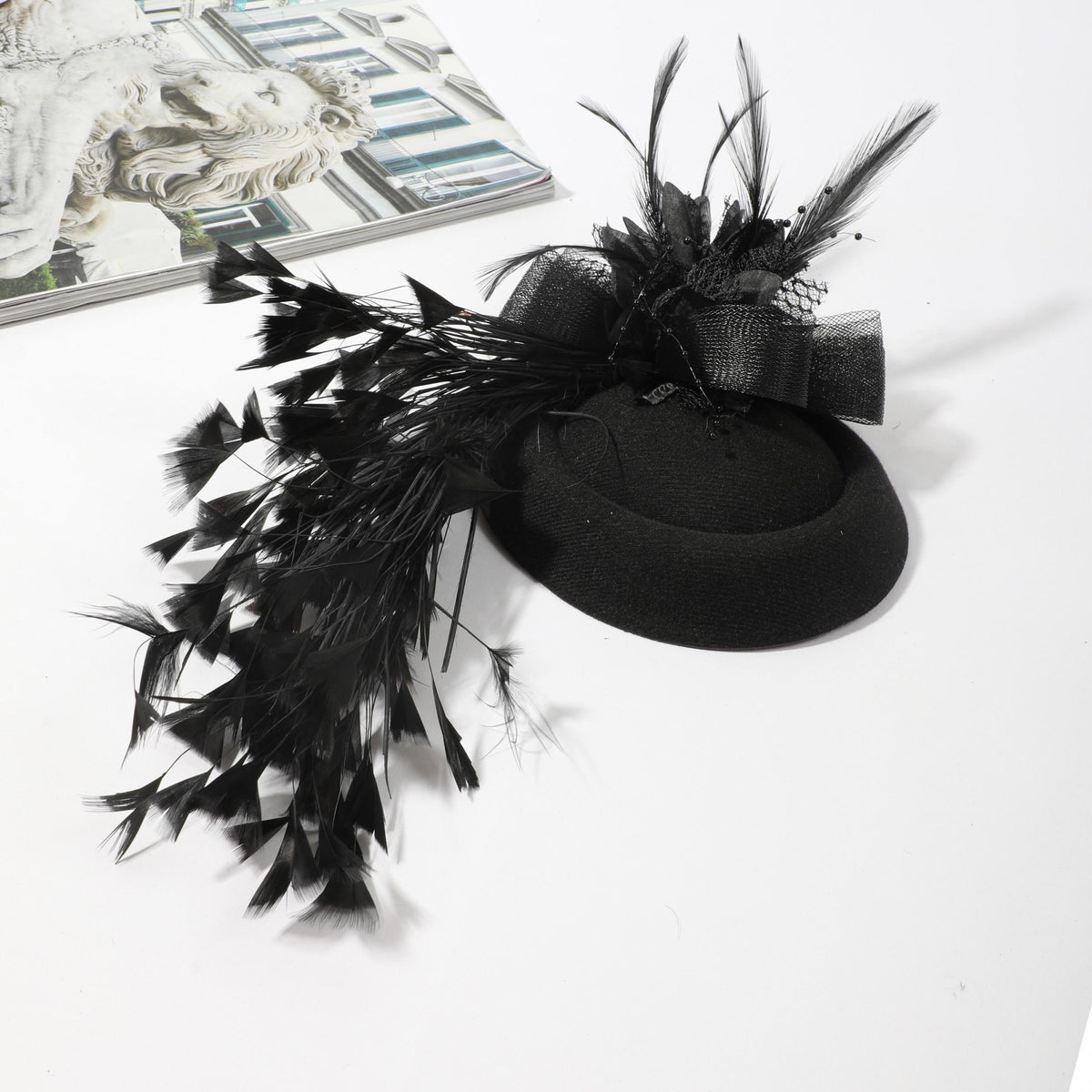 Women Faux Feather Head Piece Wedding Hat Derbyhat