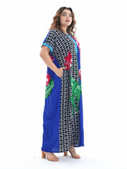Plus Size Ramadan Kaftan Dress Set Geometric Floral Print