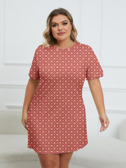  Geometric Print Round Neck Short Sleeve Tee Nightdress