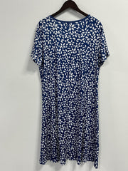  Floral Print Short Sleeve V Neck Dress