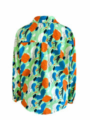 Abstract Print Plus Size Blouse Long Sleeve Button Up Shirt