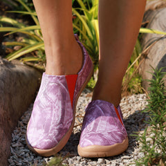 Women's Purple Pattern Canvas Slip On Low Flat Comfy Shoes