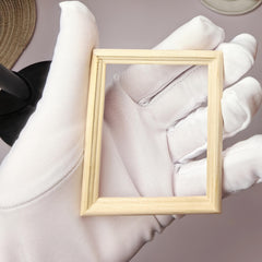 4pcs Wooden Dollhouse Photo Frames 1:12 Scale Light Yellow