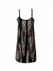 Leopard Print Slip Lounge Dress Backless Home Dress