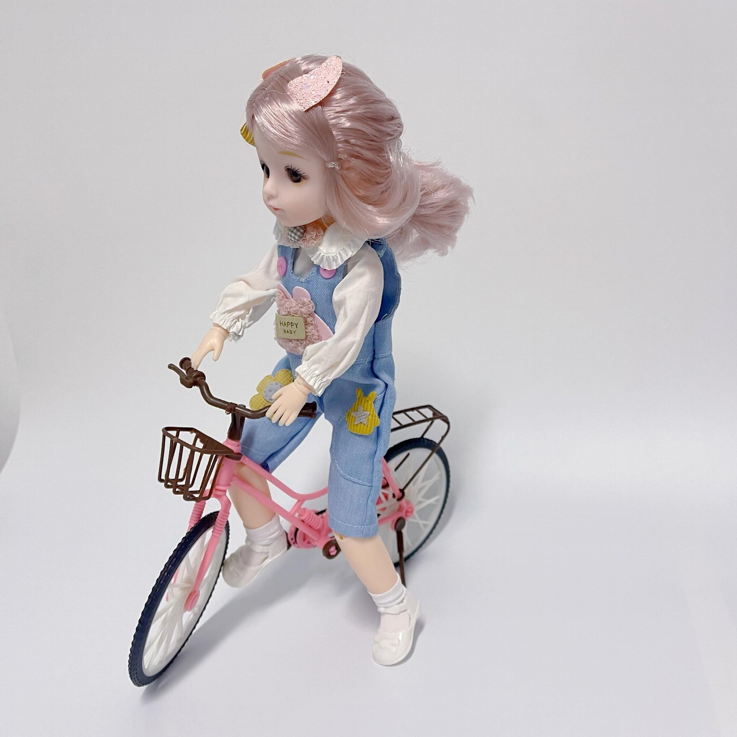 22 Inch BJD Joint Dolls Bike Pink/Brown Two Tone Plastic Doll House Accessories