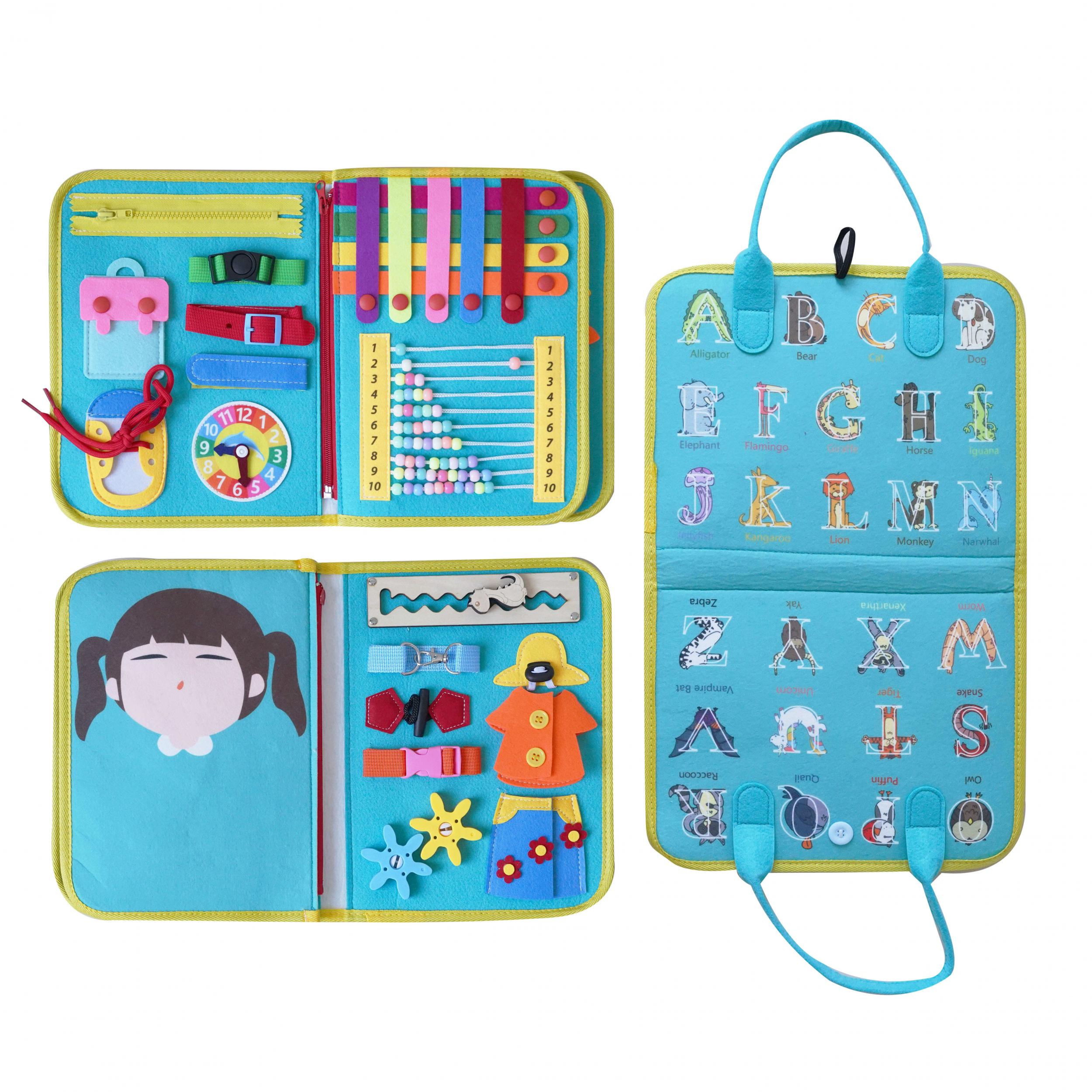 Montessori Busy Board Sensory Toys 5-in-1 for Toddlers 1-3 Yrs