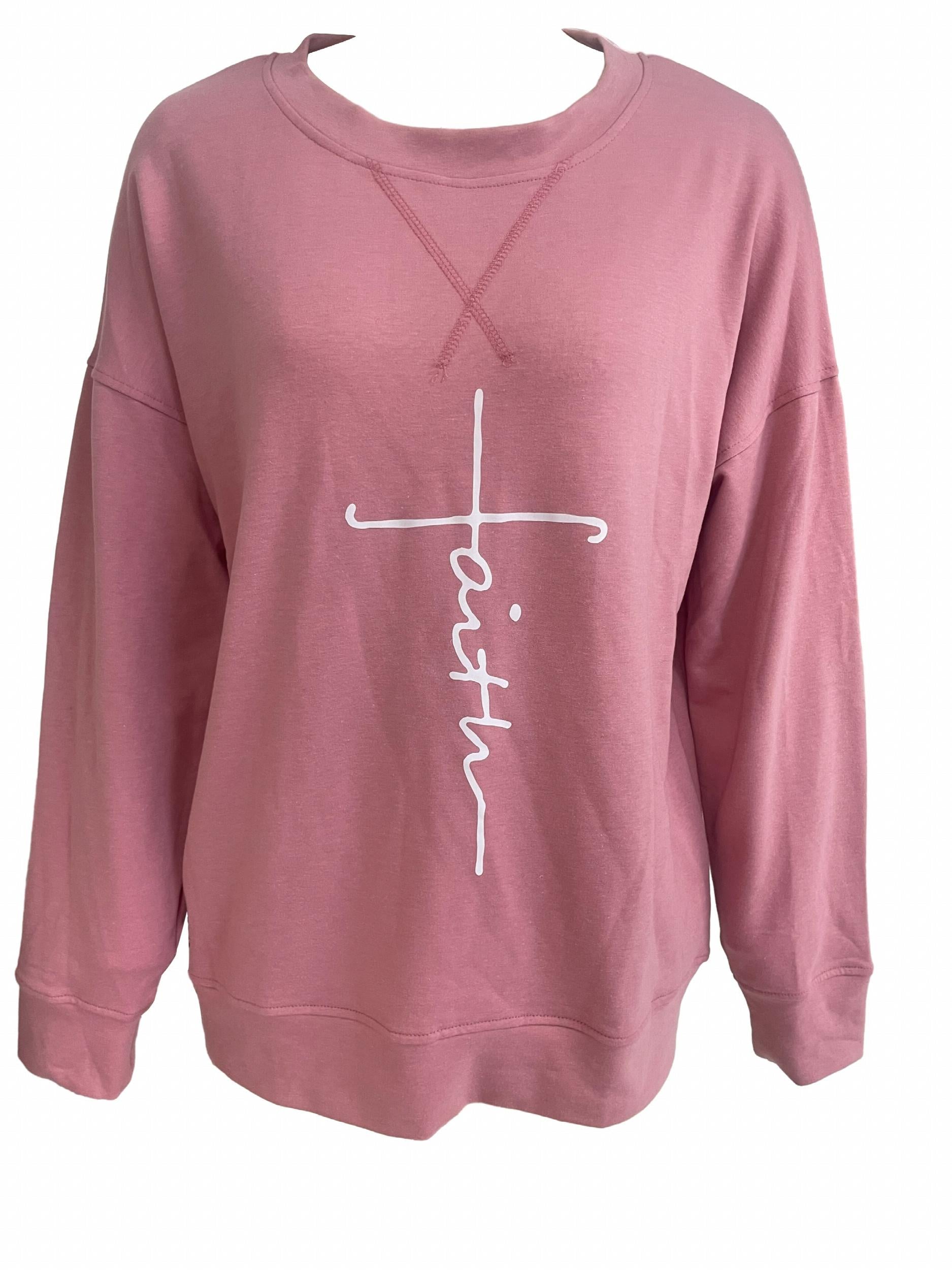 Letter Print Pullover Sweatshirt Casual Drop Shoulder Sweatshirt